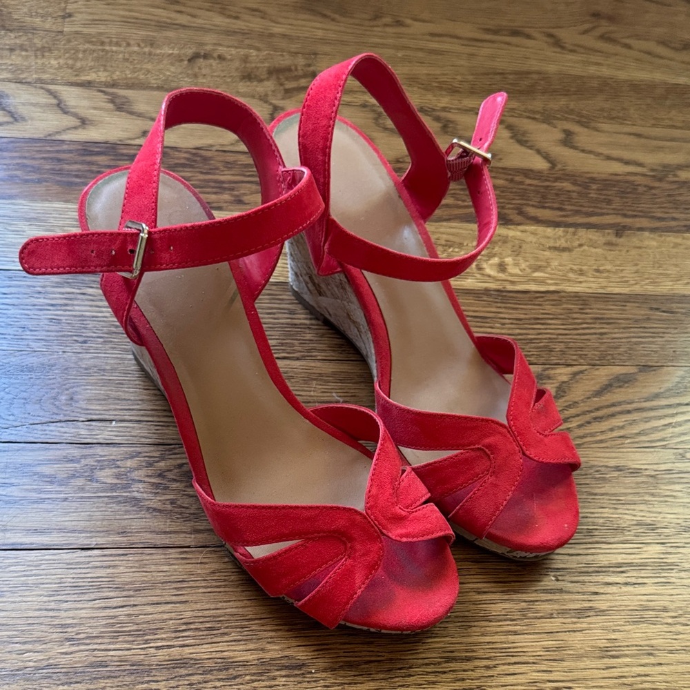 Cute Red Wedge Sandals